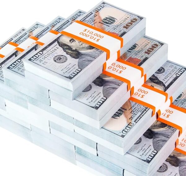 300 Pcs Movie Prop Money, Prop Money 100 Dollar Bills Realistic, Play Money Full Print 2 Sided Looks Real for Movies, Videos, Teaching and Birthday Party