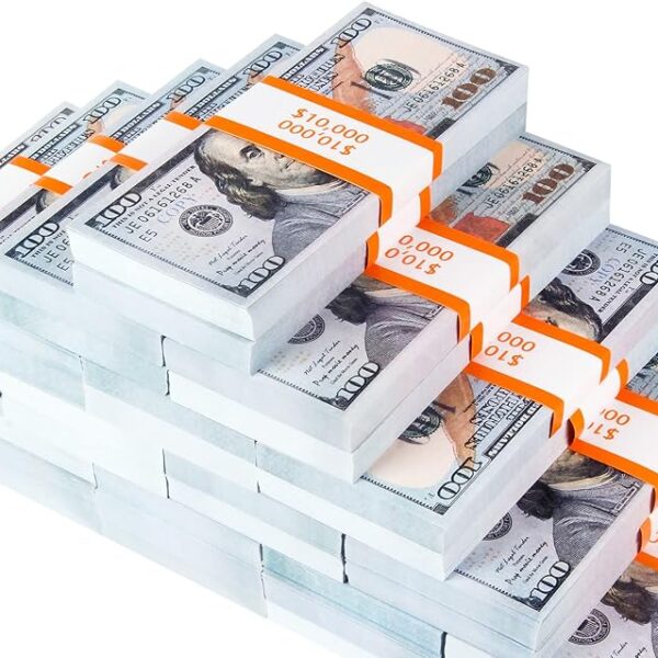300 Pcs Movie Prop Money, Prop Money 100 Dollar Bills Realistic, Play Money Full Print 2 Sided Looks Real for Movies, Videos, Teaching and Birthday Party